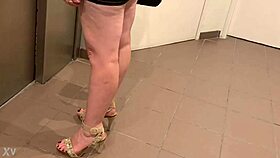 my wife looks so sexy in mini leather dress and heels