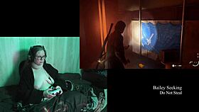 Naked brunette with big tits plays Alan Wake 2 part 12
