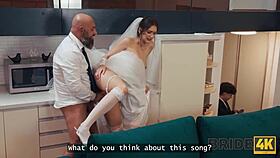 Bride's Shaved Natural Tits and Tight Pussy Ignite Wedding Lust