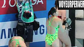 dig those sexy legs in womens high diving voyeur shots