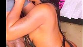 ebony slut slurps 11-inch bbc deep down her throat