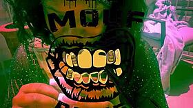 Ebony sub takes outdoor golden shower from dominant black bull