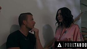 desperate charlotte sins offers mmf threesome creampie after getting caught spying