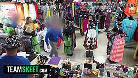 shoplyfter bust: tight petite thief's pussy stuffed rough by security guard
