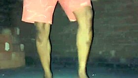 Feminized sissy pisses outdoors in humiliating public compilation