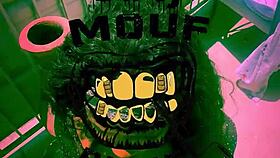 Ebony sub takes outdoor golden shower from dominant black bull