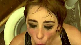 Story unfolds as toilet woman overflows with sticky semen filling