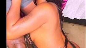 ebony slut slurps 11-inch bbc deep down her throat