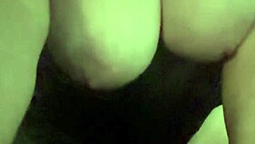amateur babe rides dildo hard then titfucks her big natural tits solo