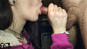 skinny dorm slut in pajamas swallows hubby's cum after moanfest