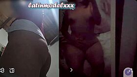 curvy latina model videocalls lover watching him stroke