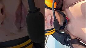 Priscila Belini strips naked on paramotor, masturbates wildly.