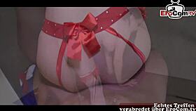 Geile German milf strips for hubby's birthday in homemade tease