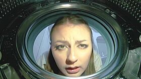 petite wife stuck in machine begs friend's cock for cheating facial help