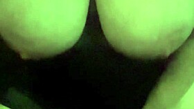 amateur babe rides dildo hard then titfucks her big natural tits solo