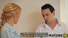 lynna nilsson guides european blonde through her first kitchen fantasy