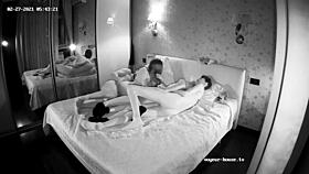 two amateur girls strip for young studs' hardcore group blowbang