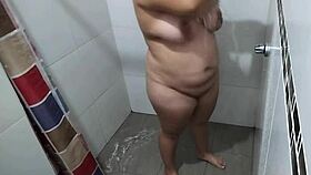 HIDDEN CAM CAPTURES Stepmom's SHOWER TITS PUSSY GROPE Fest!