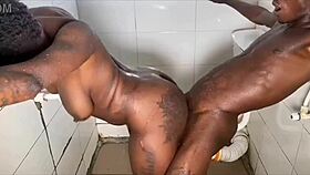 Curvy Ebony Tattoo Babe Takes BBC Shower Fuck Full Video