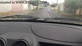 uber fare flips to neighbor wife's sloppy car blowjob thrill