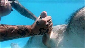 huge tits babe bent over poolside for bisexual threesome pounding!