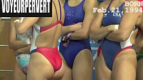dig those sexy legs in womens high diving voyeur shots