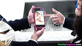 schoolgirls sneak big cucumber play kitchen fun tempts