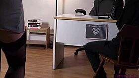 Sexy principal summons student to office for deepthroat blowjob on his monster cock!