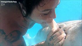 huge tits babe bent over poolside for bisexual threesome pounding!