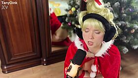 cindy lou cosplay xmas uniform teases small tits asmr