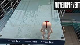 dig those sexy legs in womens high diving voyeur shots