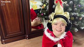 cindy lou cosplay xmas uniform teases small tits asmr