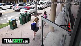 shoplyfter bust: tight petite thief's pussy stuffed rough by security guard