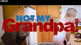 teen slut deepthroats then takes old man's rough anal creampie