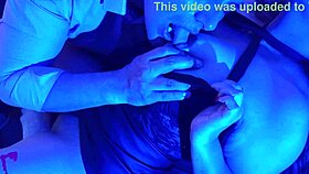 hot latina milf glows blue light oral dildo play juicy pussy orgasms galore