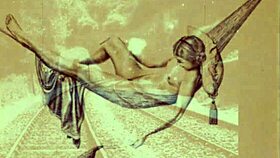 vintage erotic scene shows bent over doggystyle passion