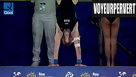 dig those sexy legs in womens high diving voyeur shots