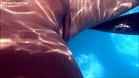 huge tits babe bent over poolside for bisexual threesome pounding!