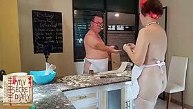 check out this curvy nudist maid cooking naked in the kitchen