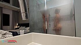 hot brazilian housewife showers with huge bbc
