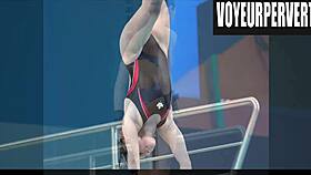 dig those sexy legs in womens high diving voyeur shots