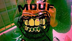 Ebony sub takes outdoor golden shower from dominant black bull