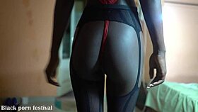 Her SKINNY OILED Ebony Body with SMALL WAIST is SMOKING Hot and Ready