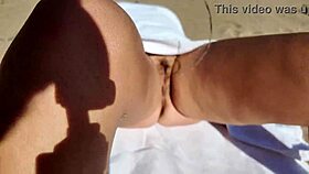 girl next door flashes hairy pussy and big natural tits to stranger on nudist beach