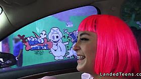 Costumed Teen Hitchhiker Banged by Huge Cock Outdoors