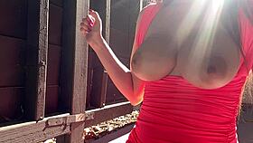 italian milf artemisia's big tits bounce wildly outdoors