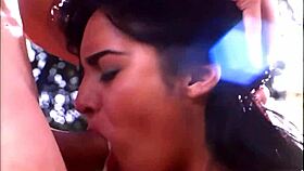 Skanky ethnic vixen in fishnets bent over for gaping doggystyle deepthroat tease