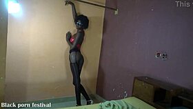 Her SKINNY OILED Ebony Body with SMALL WAIST is SMOKING Hot and Ready