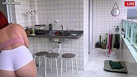 Watching this big ass Latina maid in tight shorts drives me wild voyeur POV temptation