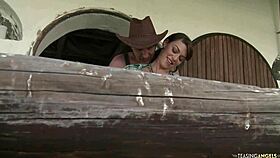 sexy brunette milf village lady takes huge cock anal outdoors